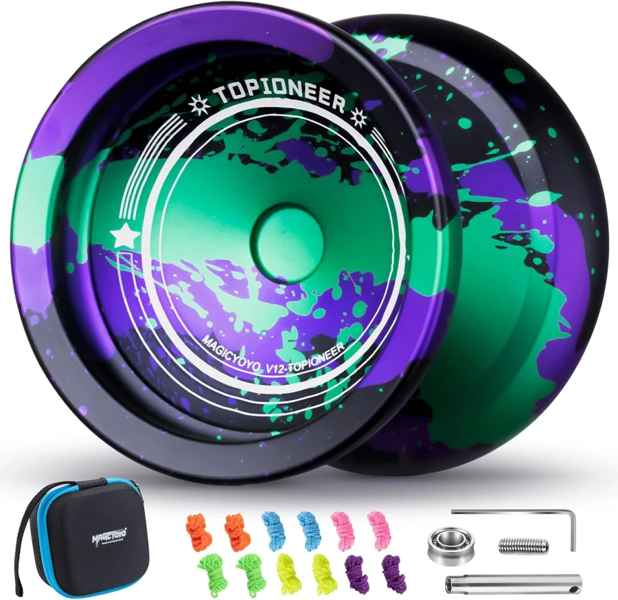 MAGICYOYO V12 TOPIONEER black green purple splash yo-yo and accessories